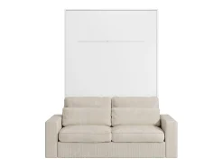 Cama rebatível 160x200 cm abertura vertical manual com LEDs branco + sofá - RAPILI