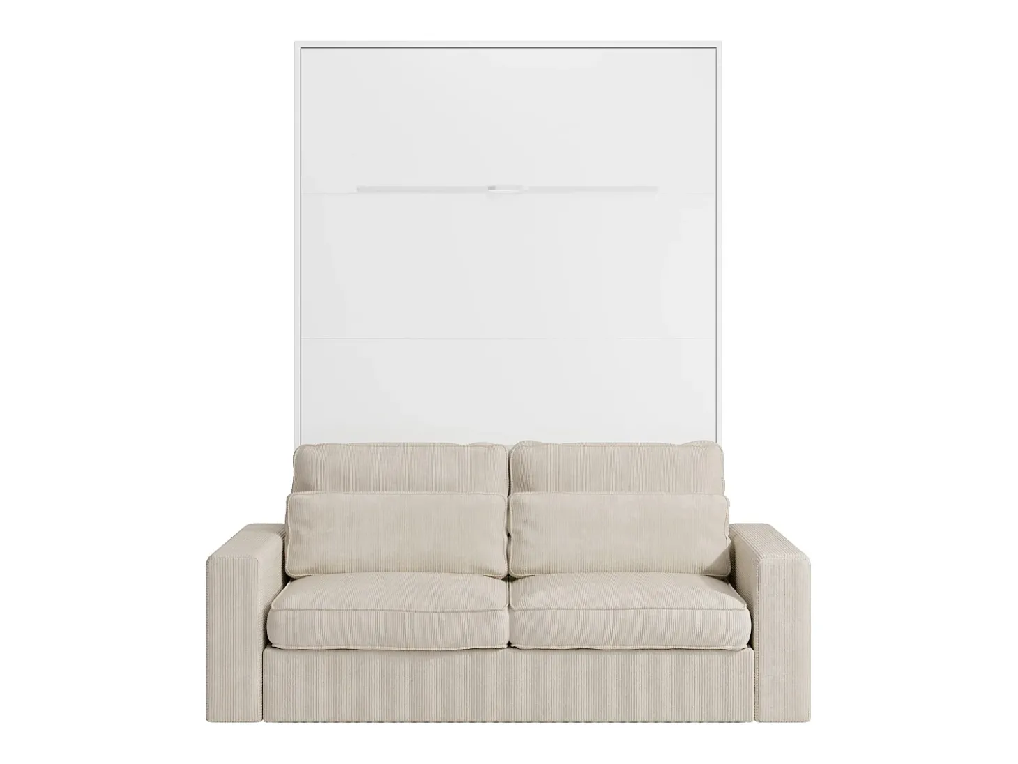 Cama rebatível 160x200 cm abertura vertical manual com LEDs branco + sofá - RAPILI