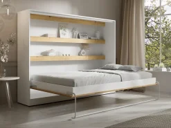 Cama rebatível 140x200 cm abertura horizontal com LEDs branco e natural + colchão - RAPILI