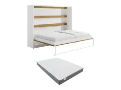 Cama rebatível 140x200 cm abertura horizontal com LEDs branco e natural + colchão - RAPILI
