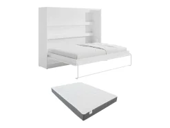 Cama rebatível 140x200 cm abertura horizontal manual com LEDs branco + colchão RAPILI