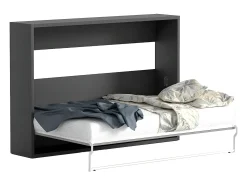 Cama rebatível 140x200 cm abertura horizontal antracite e natural + colchão - MALINA II