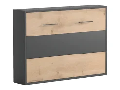 Cama rebatível 140x200 cm abertura horizontal antracite e natural + colchão - MALINA II