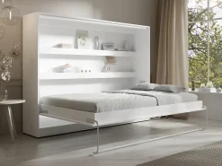 Cama rebatível 140x200 cm abertura horizontal manual com LEDs branco RAPILI