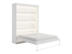 Cama rebatível 160x200 cm abertura vertical manual com LEDs branco - RAPILI