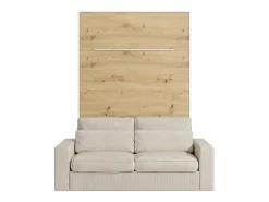 Cama rebatível 140x200 cm abertura vertical LEDs branco e natural + sofá - RAPILI