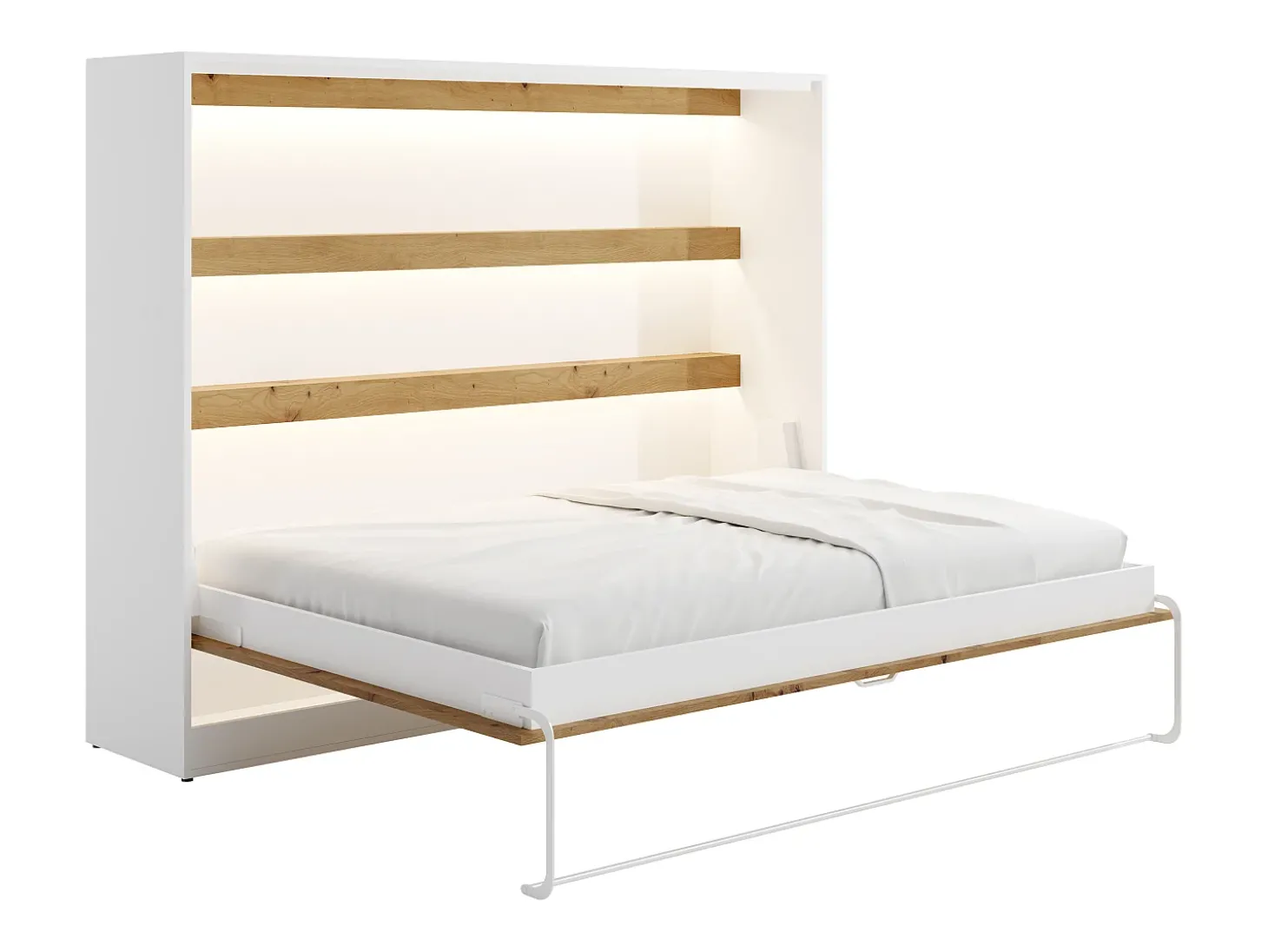 Cama rebatível 140x200 cm abertura horizontal com LEDs branco e natural - RAPILI