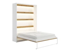 Cama rebatível 140x200 cm abertura vertical manual LEDs branco e natural + colchão RAPILI