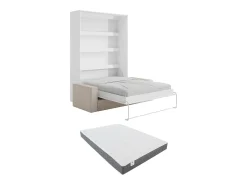 Cama rebatível 160x200 cm abertura manual com LEDs branco + colchão + sofá - RAPILI