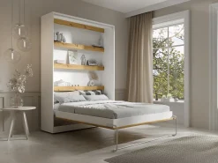 Cama rebatível 140x200 cm abertura vertical manual com LEDs branco e natural - RAPILI