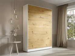 Cama rebatível 140x200 cm abertura vertical manual com LEDs branco e natural - RAPILI