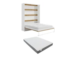 Cama rebatível 160x200 cm abertura vertical manual LEDs branco e natural + colchão RAPILI