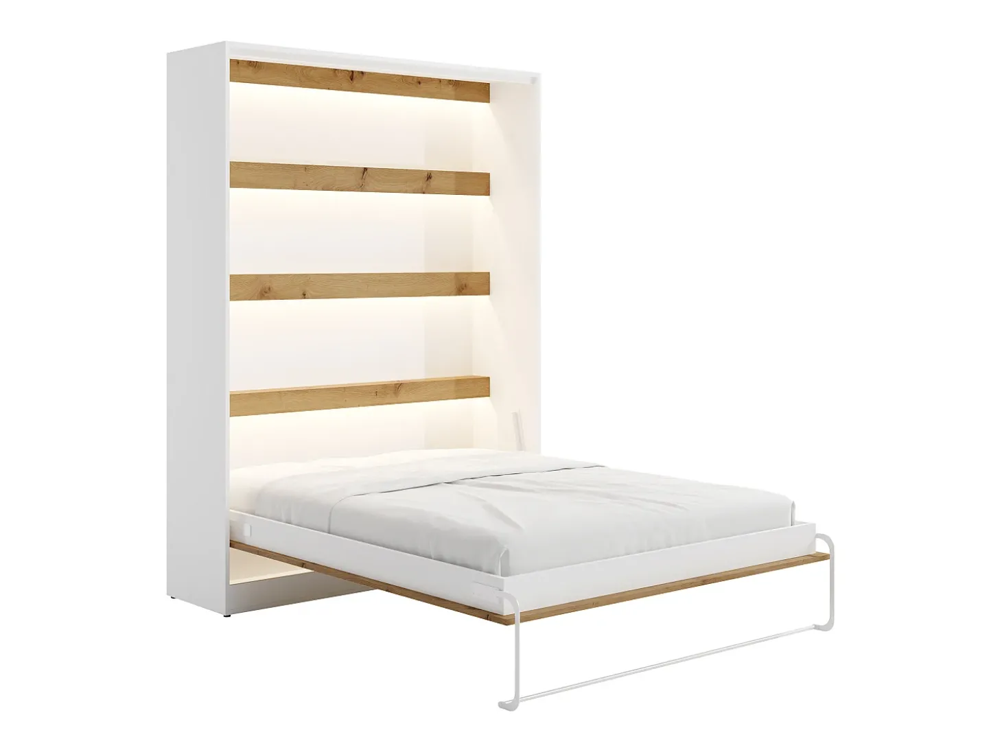 Cama rebatível 160x200 cm abertura vertical manual LEDs branco e natural + colchão RAPILI
