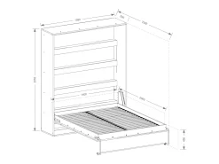 Cama rebatível 140x200 cm abertura vertical manual com LEDs branco - RAPILI