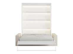 Cama rebatível 160x200 cm com LEDs branco e natural + colchão + sofá - RAPILI