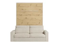 Cama rebatível 160x200 cm com LEDs branco e natural + colchão + sofá - RAPILI