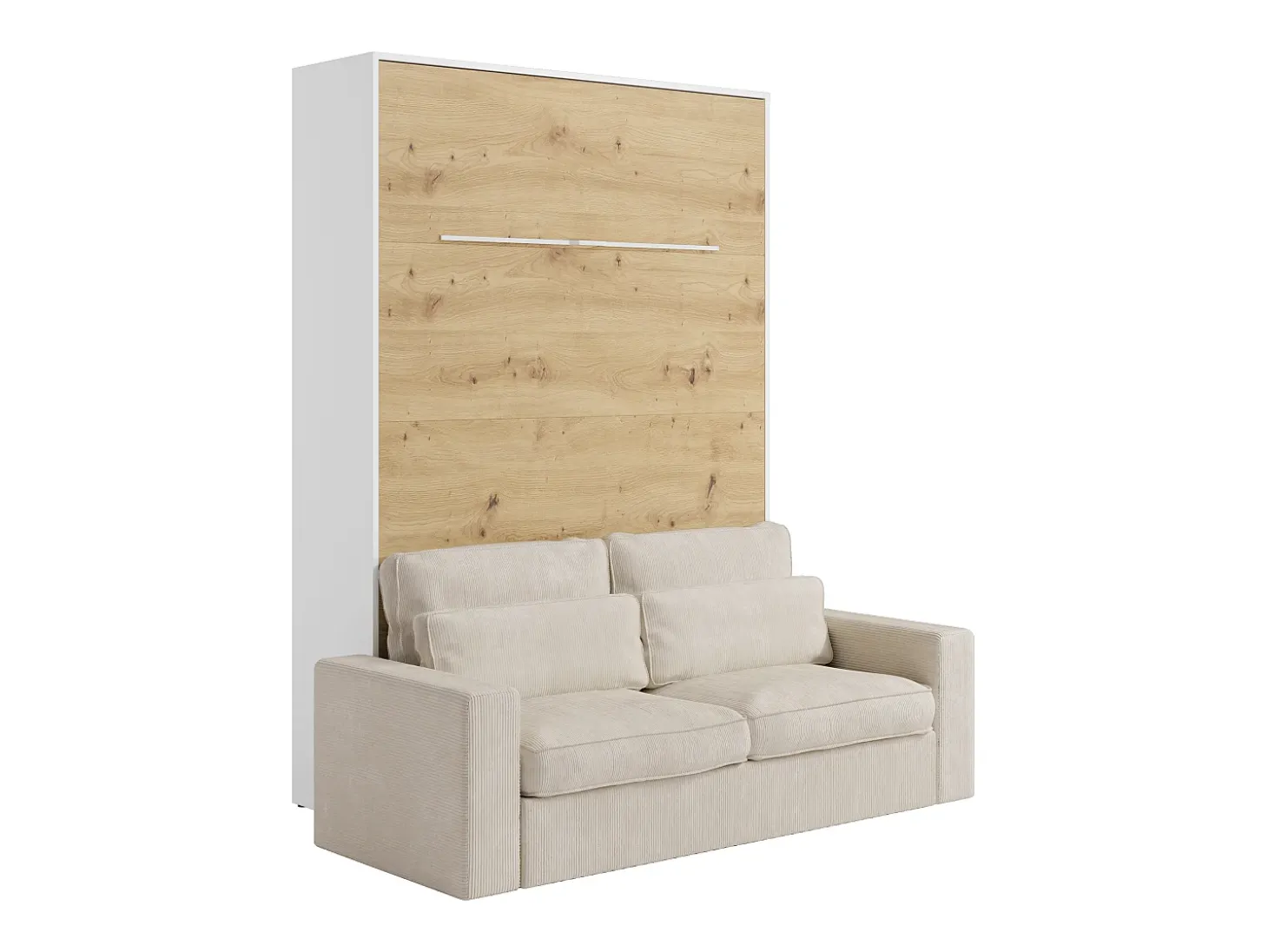 Cama rebatível 140x190 cm com LEDs branco e natural + colchão + sofá - RAPILI