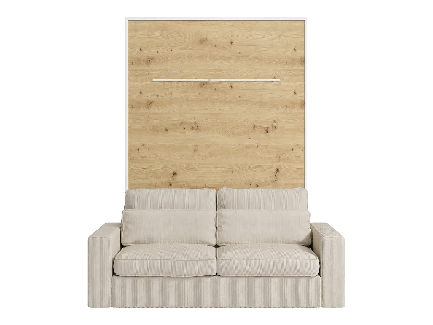 Cama rebatível 140x190 cm com LEDs branco e natural + colchão + sofá - RAPILI