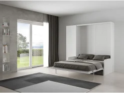 Cama retrátil 160 vertical Kentaro Sofà com armário coluna Cinza Branca - ALESSIA 20