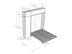 Cama retrátil 160 vertical Kentaro com armário coluna e armários suspensos Carvalho Natural