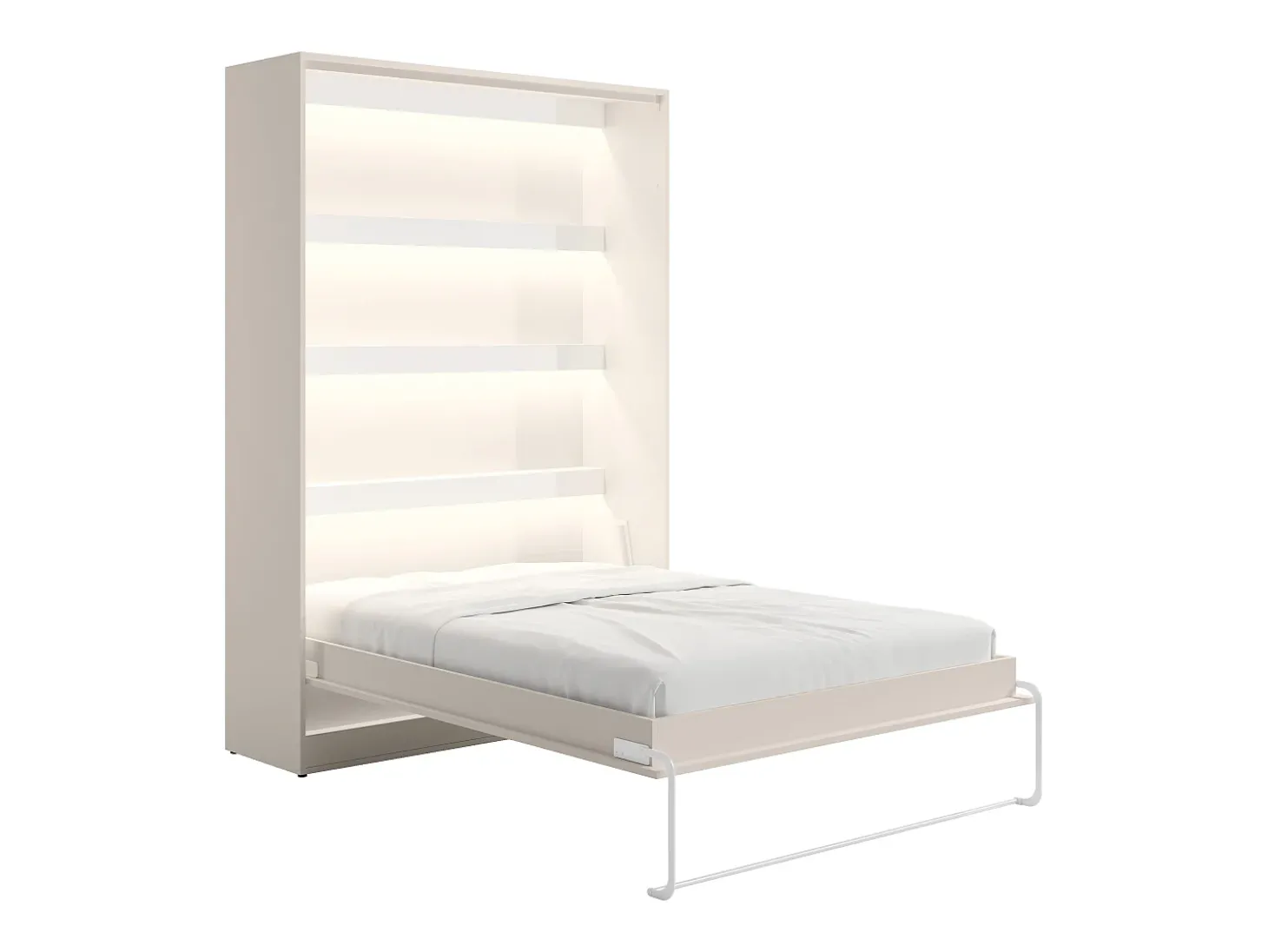 Cama retrátil 140 x 200 cm abertura vertical manual com leds bege - RAPILI