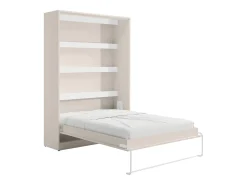 Cama retrátil 140 x 200 cm abertura vertical manual com leds bege - RAPILI