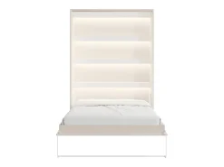 Cama retrátil 140 x 200 cm abertura vertical manual com leds bege - RAPILI