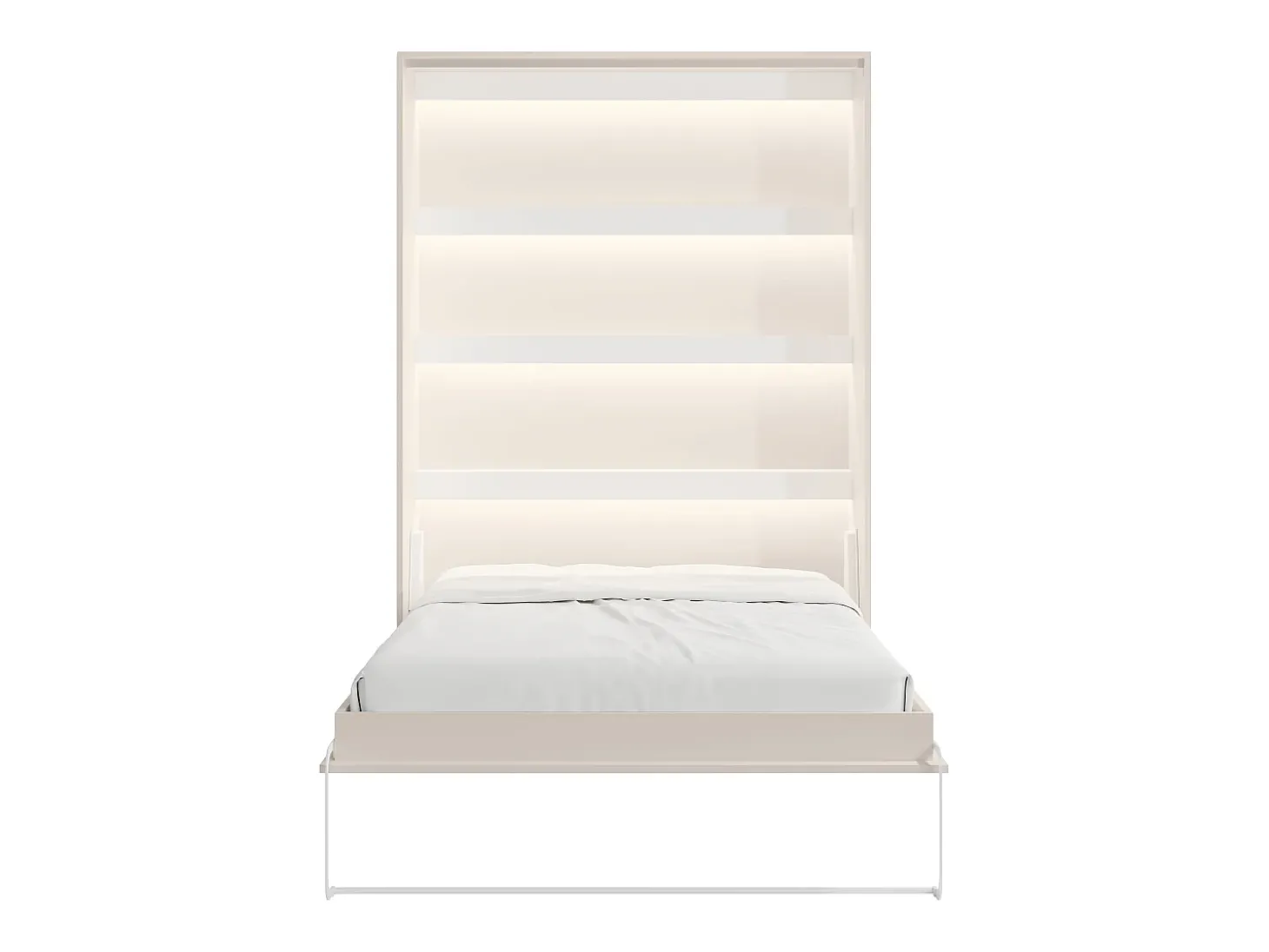 Cama retrátil 140 x 200 cm abertura vertical manual com leds bege - RAPILI