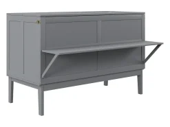 Cama retrátil de madeira 140x200 cm - com base de ripas - Cinza