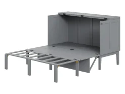 Cama retrátil de madeira 140x200 cm - com base de ripas - Cinza