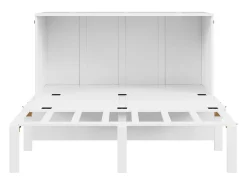 Cama retrátil de madeira 140x200 cm - com base de ripas - Branca