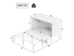Cama retrátil de madeira 140x200 cm - com base de ripas - Branca