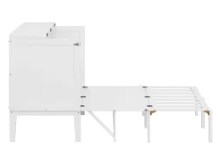 Cama retrátil de madeira 140x200 cm - com base de ripas - Branca