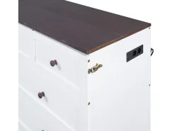 Cama retrátil em madeira 140x200 cm - com tomadas USB e arrumação - Branco