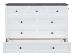 Cama retrátil em madeira 140x200 cm - com tomadas USB e arrumação - Branco