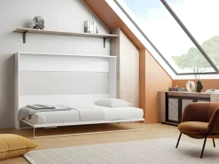 Cama retrátil horizontal 140 x 200 cm branca com colchão - MALINA II