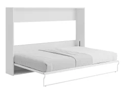 Cama retrátil horizontal 140 x 200 cm branca com colchão - MALINA II