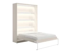 Cama retrátil queen size 160 x 200 cm abertura vertical com leds bege - RAPILI