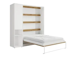 Cama retrátil vertical 160 x 200 cm branco e natural 1 armário - RAPILI
