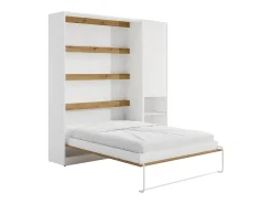 Cama retrátil vertical 160 x 200 cm branco e natural 1 armário - RAPILI