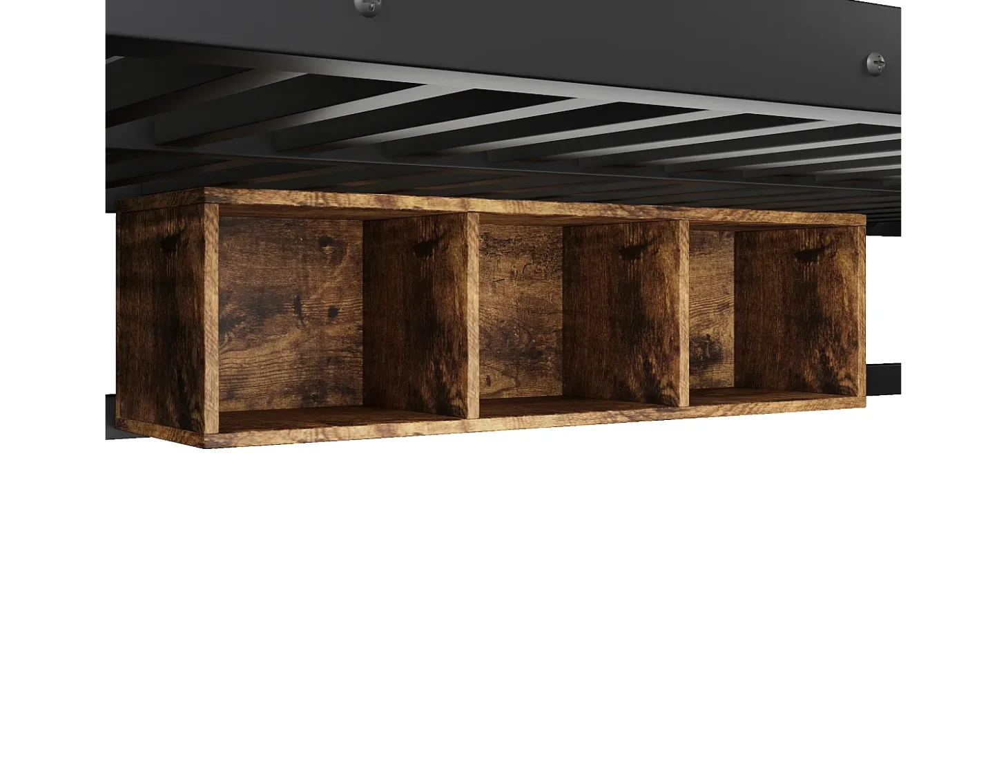 Cama sobreposta 90x200cm + 140x200cm - con fita de luz LED - três compartimentos de armazenamento - con escada - preto (colchão não incluído)