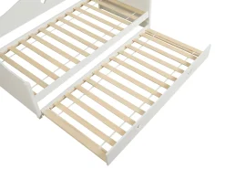 Cama sofá com cama ninho 2 x 90 x 190 cm pinho e MDF branco - DASTIVA