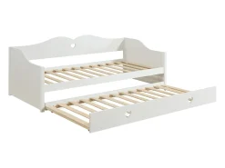 Cama sofá com cama ninho 2 x 90 x 190 cm pinho e MDF branco com colchão - DASTIVA
