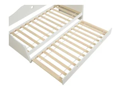 Cama sofá com cama ninho 2 x 90 x 190 cm pinho e MDF branco com colchão - DASTIVA