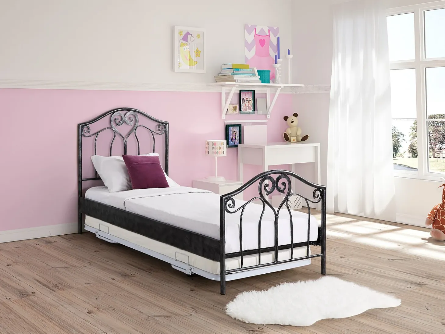Cama sommier extra dobrável 90x190 cm em metal - ADONIS