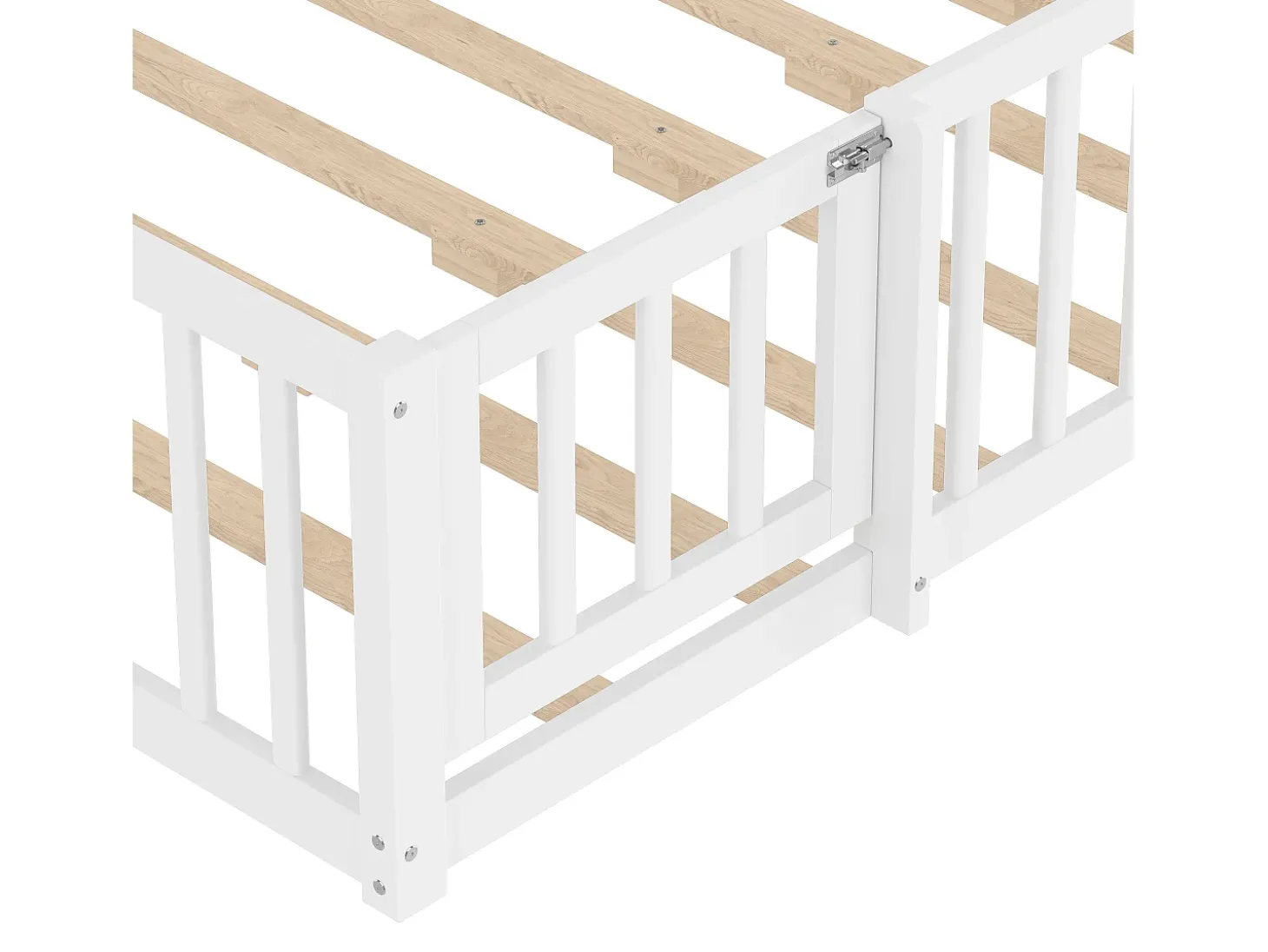 Cama tipo cabana infantil 140x190cm - com barreiras de segurança - madeira maciça - branca (sem colchão)
