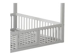 Cama tipo cabana infantil 140x200 cm com barreiras de segurança, pinho + MDF branco, sem colchão