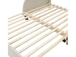 Cama tipo gavetão 140 x 200 cm com cabeceira de urso, veludo, box spring incluído, bege