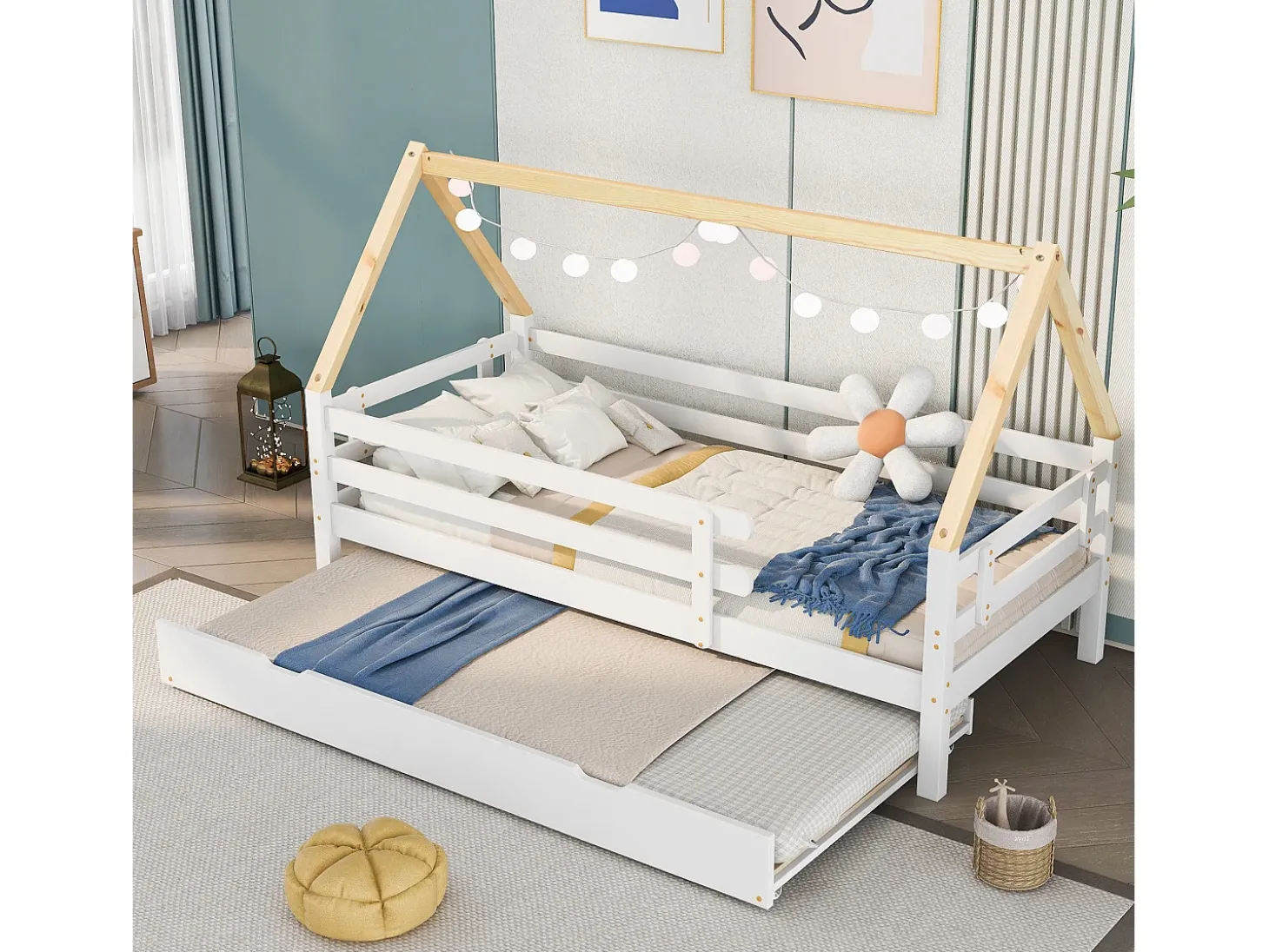 Cama tipo gavetão 90x200cm com base de ripas - cama cabine em madeira maciça - Branco
