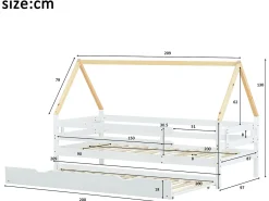 Cama tipo gavetão 90x200cm com base de ripas - cama cabine em madeira maciça - Branco